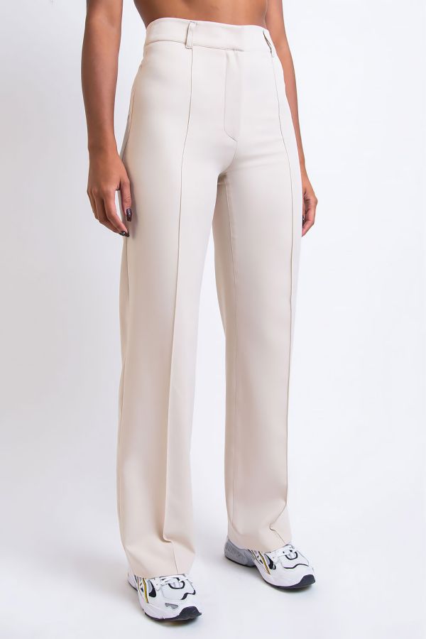 Korkeavyötäröiset puvunhousut ilman taskuja - Hazel Off White