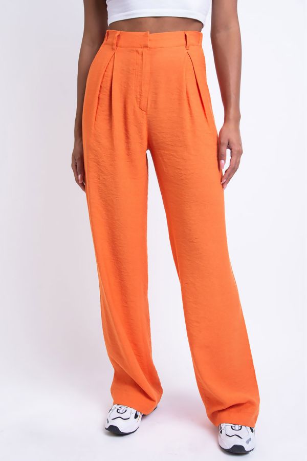 Klassiset laskostetut leveälahkeiset housut - Sienna Orange