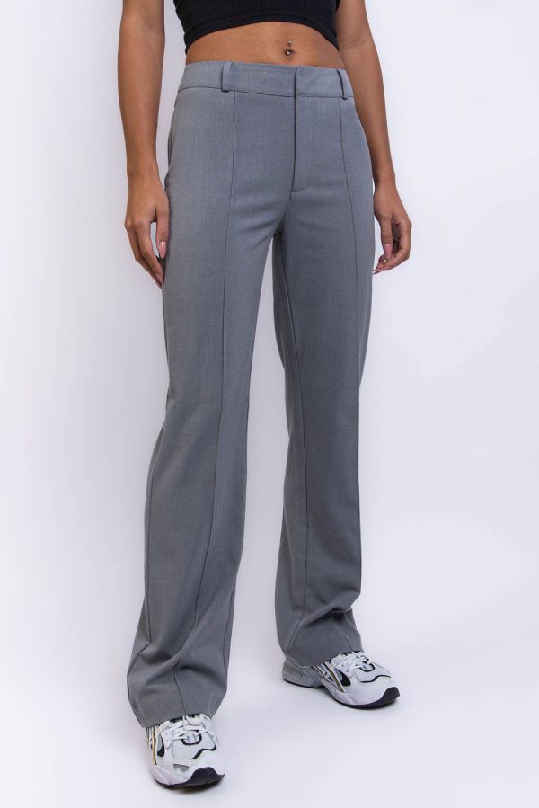 Mid Waist Puvunhousut Ilman Taskuja - Hazel Grey Melange