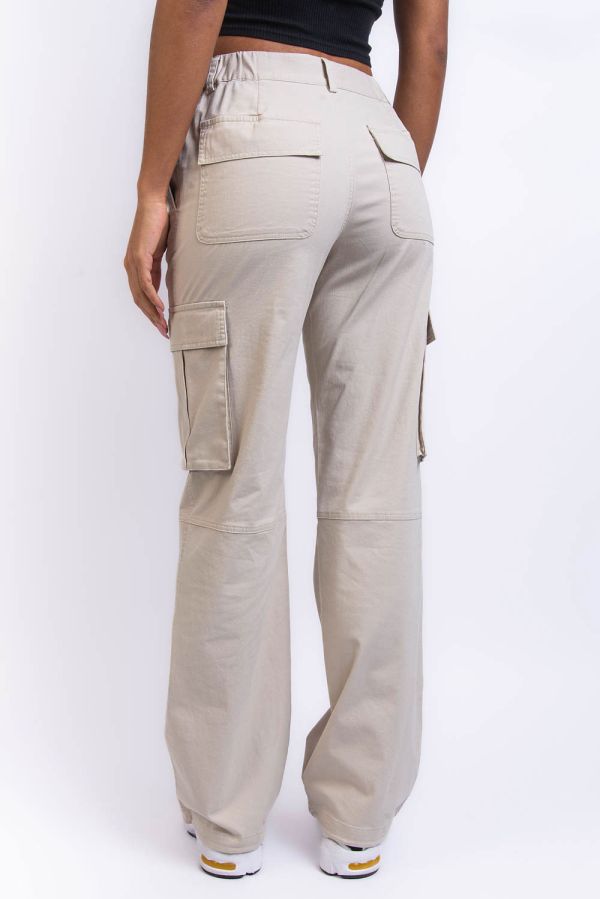 Mid Waist Cargohousut - Denver Beige