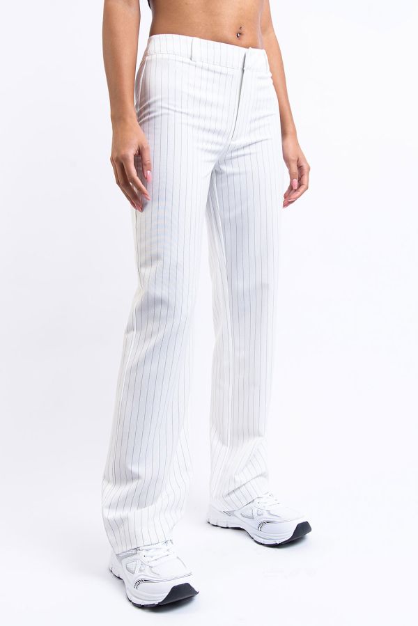 Mid Waist Puvunhousut Ilman Taskuja - Marlee White Stripe
